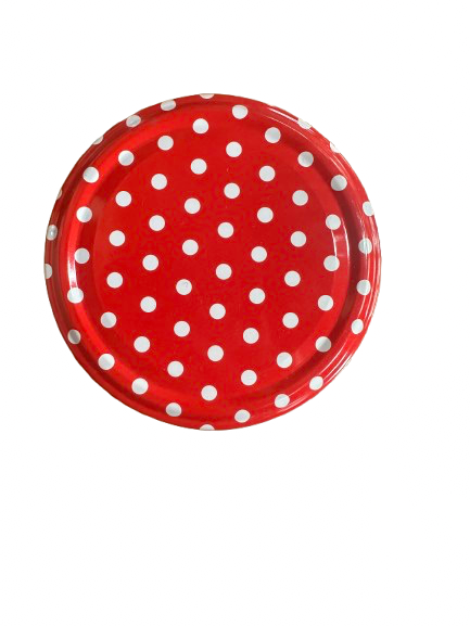 Puantiyeli kırmızı kavanoz kapağı